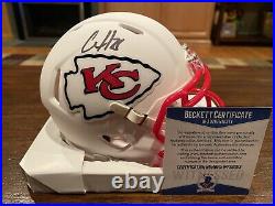 Clyde Edward-Helaire Signed Kansas City Chiefs Flat White Mini Helmet Beckett