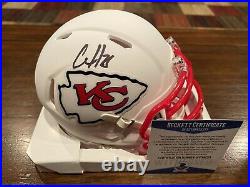 Clyde Edward-Helaire Signed Kansas City Chiefs Flat White Mini Helmet Beckett