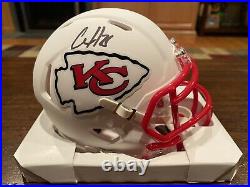 Clyde Edward-Helaire Signed Kansas City Chiefs Flat White Mini Helmet Beckett