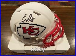 Clyde Edward-Helaire Signed Kansas City Chiefs Flat White Mini Helmet Beckett