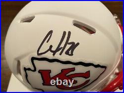 Clyde Edward-Helaire Signed Kansas City Chiefs Flat White Mini Helmet Beckett