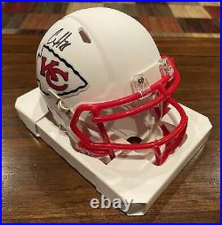 Clyde Edward-Helaire Signed Kansas City Chiefs Flat White Mini Helmet Beckett