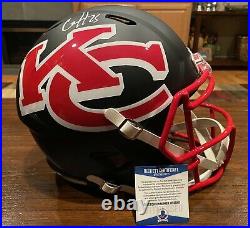 Clyde Edwards Helaire Signed Kansas City Chiefs AMP Full Size Helmet Beckett 2