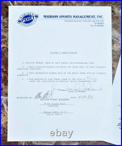 DERRICK THOMAS, Kansas City Chiefs Helmet's Doc. /Contract Signed Autographed PSA