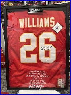 Damien Williams Signed Kansas City Chiefs Jersey (Beckett) embroidered, framed