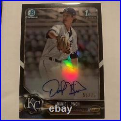 Daniel Lynch 2018 1st Bowman Chrome Black Refractor Auto /75 CDA-DL Royals
