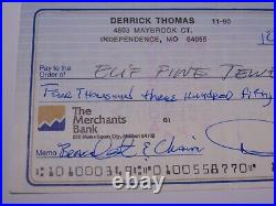 Derrick Thomas Signed Autographed Check For Gold Chain Coa Kansas City Chiefs