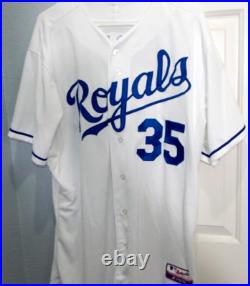 ERIC HOSMER #35 Kansas City Royals Signed Autographed Baseball Jersey Sz 48 JSA