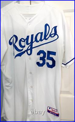 ERIC HOSMER #35 Kansas City Royals Signed Autographed Baseball Jersey Sz 48 JSA