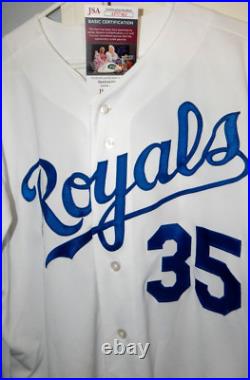 ERIC HOSMER #35 Kansas City Royals Signed Autographed Baseball Jersey Sz 48 JSA