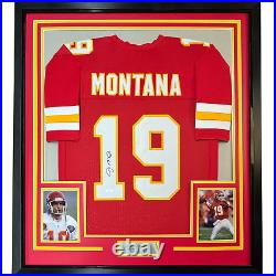 FRAMED Autographed/Signed JOE MONTANA 33x42 Kansas City Red Jersey JSA COA Auto