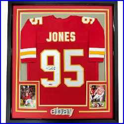 Framed Autographed/Signed Chris Jones 33x42 Kansas City Red Jersey JSA COA