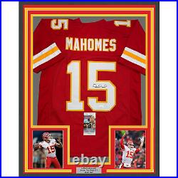 Framed Autographed/Signed Patrick Mahomes 35x39 Kansas City Red Jersey JSA COA