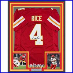 Framed Autographed/Signed Rashee Rice 35x39 Kansas City Red Jersey Beckett COA