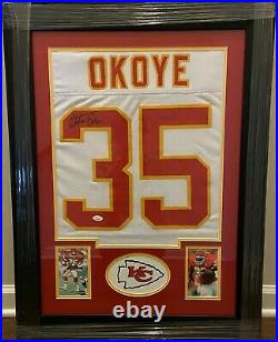 Framed Christian Okoye Kansas City Chiefs Signed Jersey COA JSA