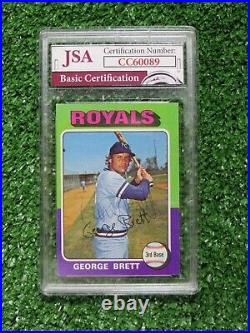 GEORGE BRETT KANSAS CITY ROYALS SIGNED 75 Topps SLABBED ROOKIE RC CARD JSA COA