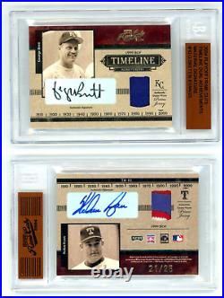 GEORGE BRETT/NOLAN RYAN 2004 Playoff Prime Cuts Dual Auto Autograph Patch 21/25