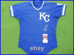 GEORGE BRETT SIGNED KANSAS CITY ROYALS RAWLINGS JERSEY with1990 JSA Game Issue