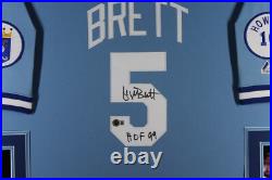 George Brett Signed Kansas City Royals Majestic Blue Framed Jersey HOF Beckett