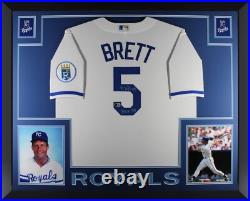 George Brett Signed Kansas City Royals Nike Baseball Framed Jersey HOF Beckett