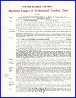 Joe Cronin vintage original signed 1963 Kansas City Athletics contract 21932