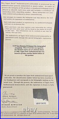 Joe Montana 93 Kansas City Signed Dual 2-Card Set #460 UDQ19692