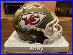 Joe Montana Autographed Riddell Kansas City Chiefs Camo Mini Helmet Beckett