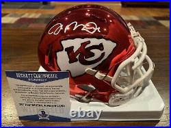 Joe Montana Autographed Riddell Kansas City Chiefs Chrome Mini Helmet Beckett