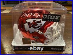 Joe Montana Autographed Riddell Kansas City Chiefs Chrome Mini Helmet Beckett