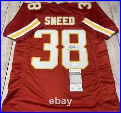 KANSAS CITY CHIEFS L'JARIUS SNEED SIGNED RED CUSTOM JERSEY WithJSA COA