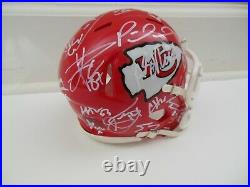 KANSAS CITY CHIEFS TEAM SIGNED MINI HELMET withCOA TRAVIS KELCE PATRICK MAHOMES+23