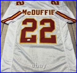 KANSAS CITY CHIEFS TRENT MCDUFFIE SIGNED WHITE CUSTOM JERSEY WithBECKETT COA