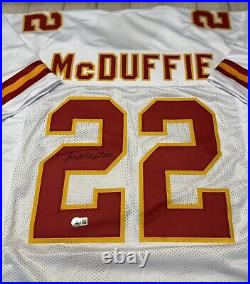 KANSAS CITY CHIEFS TRENT MCDUFFIE SIGNED WHITE CUSTOM JERSEY WithBECKETT COA