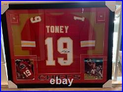 Kadarius Toney Signed Framed Kansas City Chiefs Custom Jersey Display Beckett