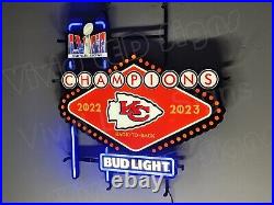 Kansas City Chiefs Champions Beer 24x24 Vivid LED Neon Sign Light Dimmer VL