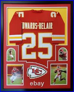 Kansas City Chiefs Framed Clyde Edwards-helaire Signed Red Custom Jersey Jsa