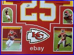 Kansas City Chiefs Framed Clyde Edwards-helaire Signed Red Custom Jersey Jsa