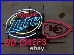 Kansas City Chiefs Go Chiefs Miller Lite Neon Sign 24x20 Artwork Lamp Light
