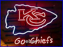 Kansas City Chiefs Go Chiefs Neon Light Sign 17x14 Lamp Beer Bar Pub Glass