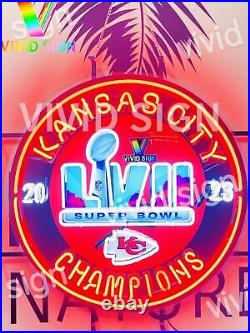 Kansas City Chiefs LVII Champions 24x24 Neon Light Lamp Sign HD Vivid Printing