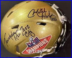 Kansas City Chiefs Mitch Holthus Signed Back 2 Back Champs Mini Helmet Beckett