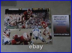 Kansas City Chiefs PRIEST HOLMES signed 8 x 10 photo LEAPING OVER THE PILE COA