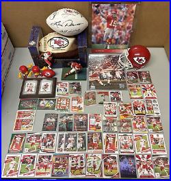 Kansas City Chiefs Signed Football LOT Cards Mahomes Kelce Mini Helmet
