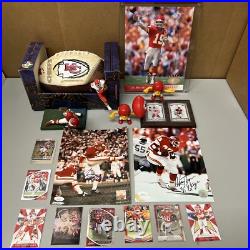 Kansas City Chiefs Signed Football LOT Cards Mahomes Kelce Mini Helmet