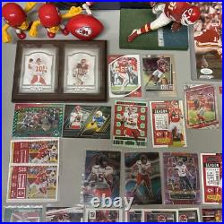 Kansas City Chiefs Signed Football LOT Cards Mahomes Kelce Mini Helmet