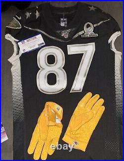Kansas City Chiefs Travis Kelce #87 Signed Pro Bowl 2020 Issued Jersey Gloves