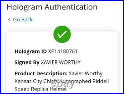 Kansas City Chiefs XAVIER WORTHY Signed Autograph Auto Full Size Speed Helmet