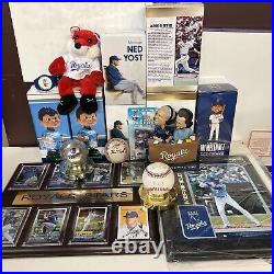 Kansas City Royals Bobblehead Signed Baseball Lot Jersey Escobar Yost Otis MJ