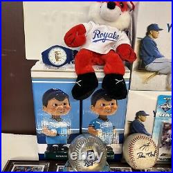 Kansas City Royals Bobblehead Signed Baseball Lot Jersey Escobar Yost Otis MJ