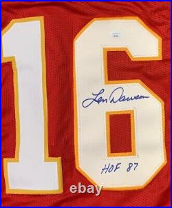Len Dawson Autographed Kansas City Signed Red Football Jersey HOF 87 JSA